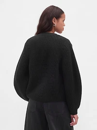 Barrel-Sleeve Cardigan Sweater