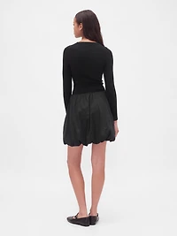 Mixed Media Bubble Mini Dress