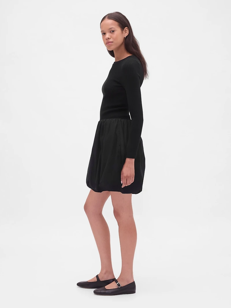 Mixed Media Bubble Mini Dress