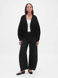 Barrel-Sleeve Cardigan Sweater