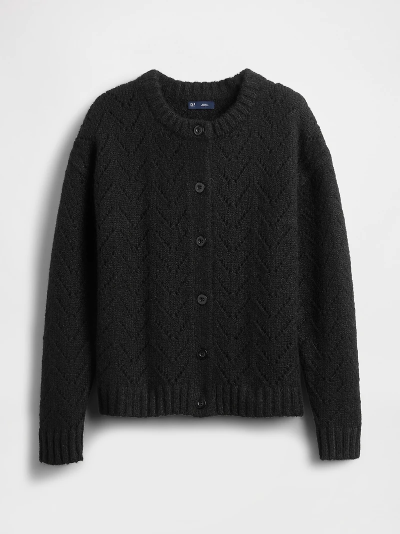 Fuzzy Pointelle Cardigan