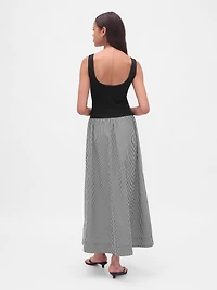 Mixed Media Drop-Waist Maxi Dress