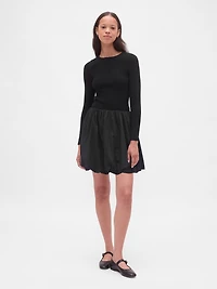 Mixed Media Bubble Mini Dress