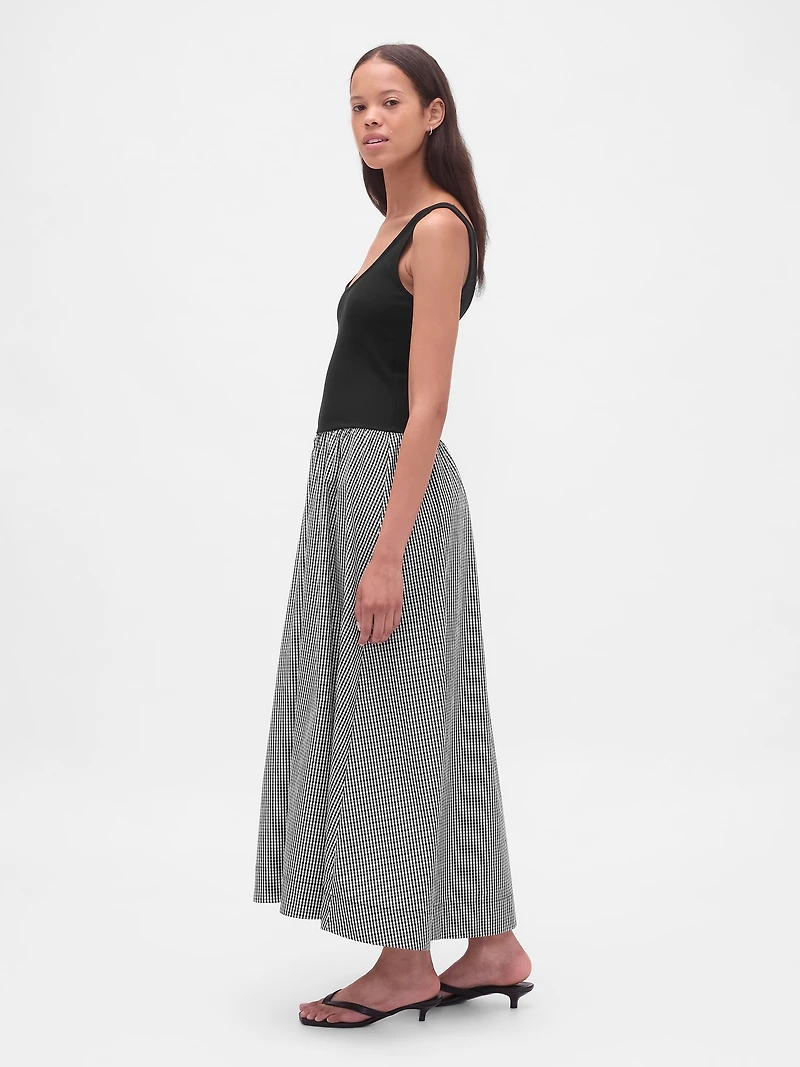 Mixed Media Drop-Waist Maxi Dress