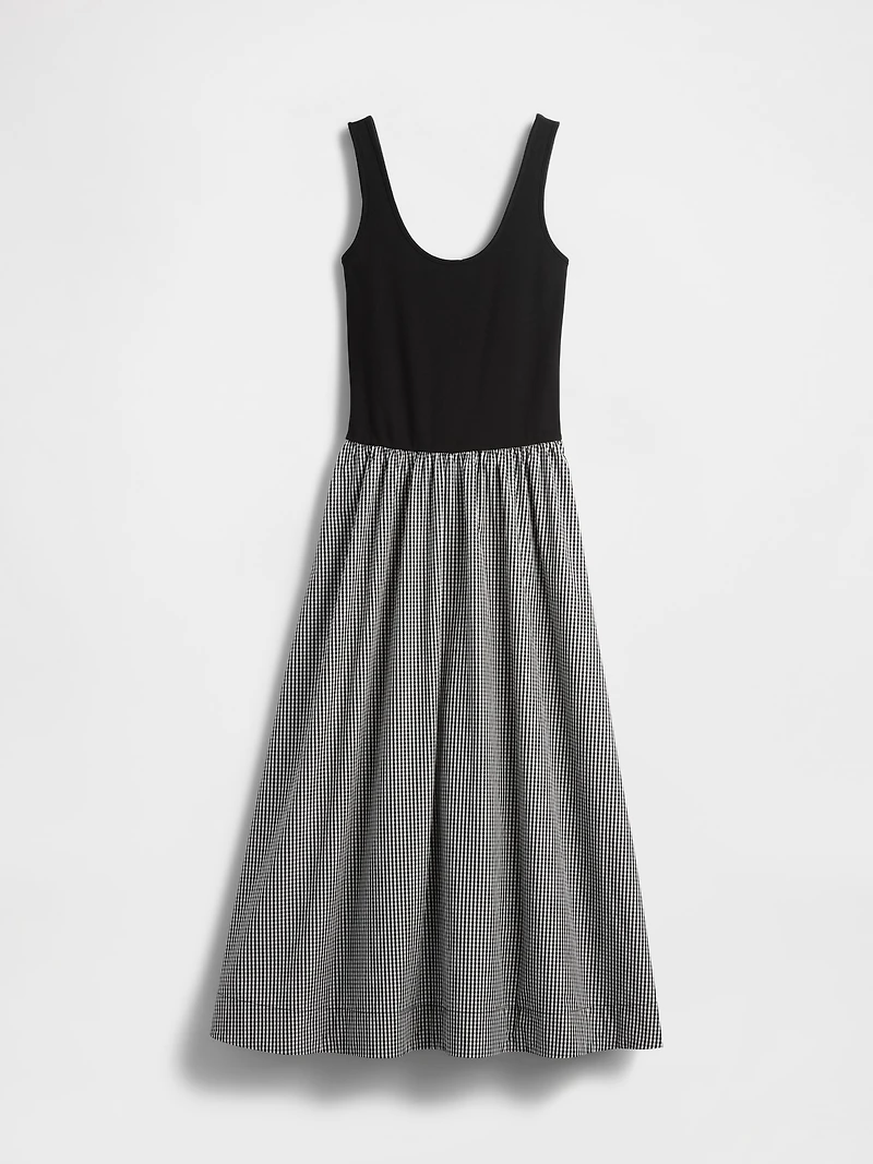 Mixed Media Drop-Waist Maxi Dress