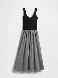 Mixed Media Drop-Waist Maxi Dress