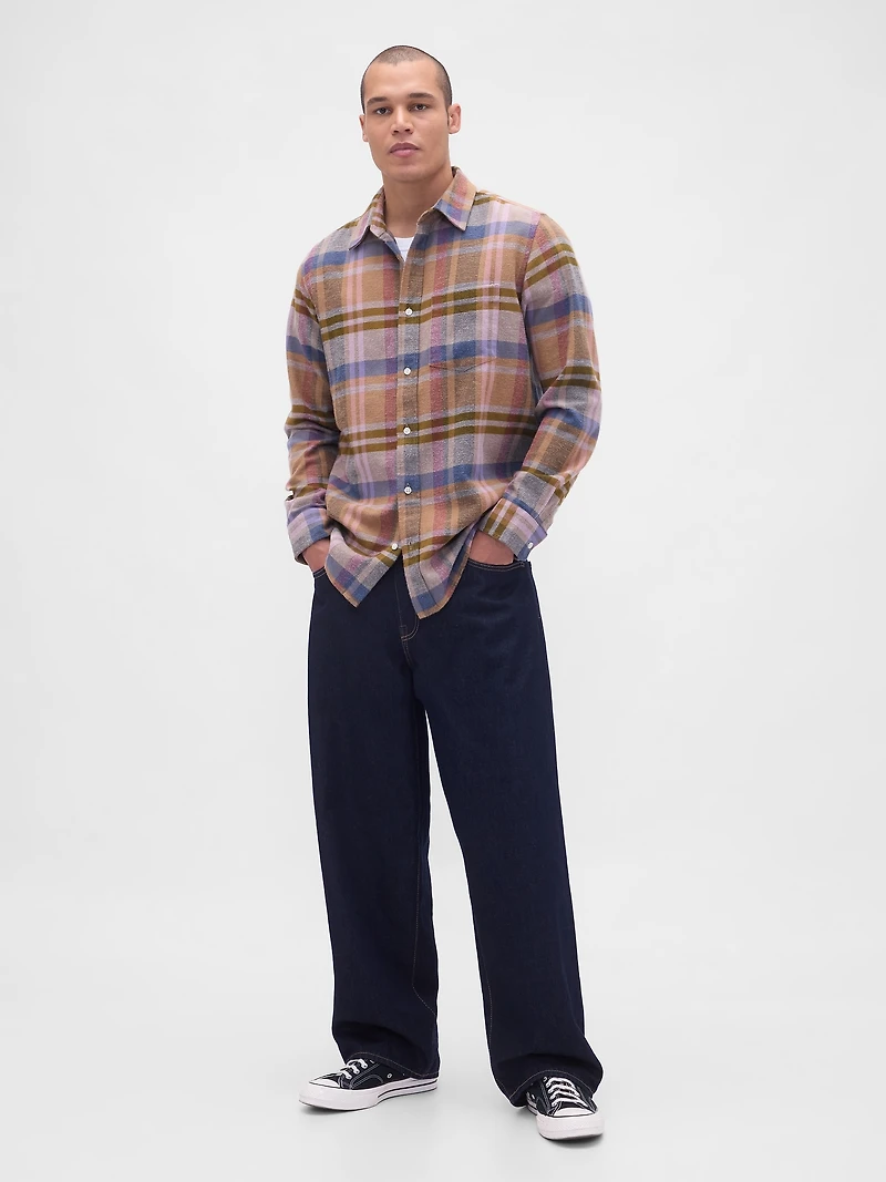 Organic Cotton Relaxed Flannel Shirt