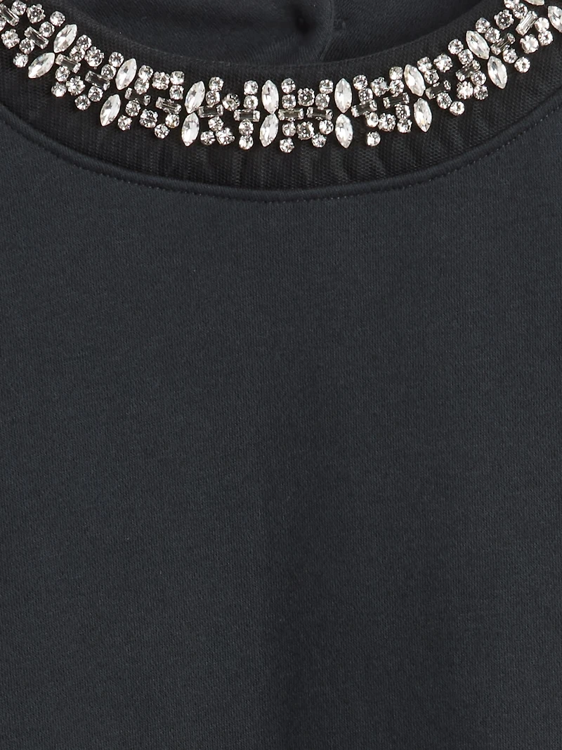 VintageSoft Jewel-Neck Crop Sweatshirt