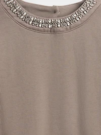 VintageSoft Jewel-Neck Crop Sweatshirt