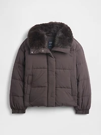 Faux Fur-Trim Puffer Jacket