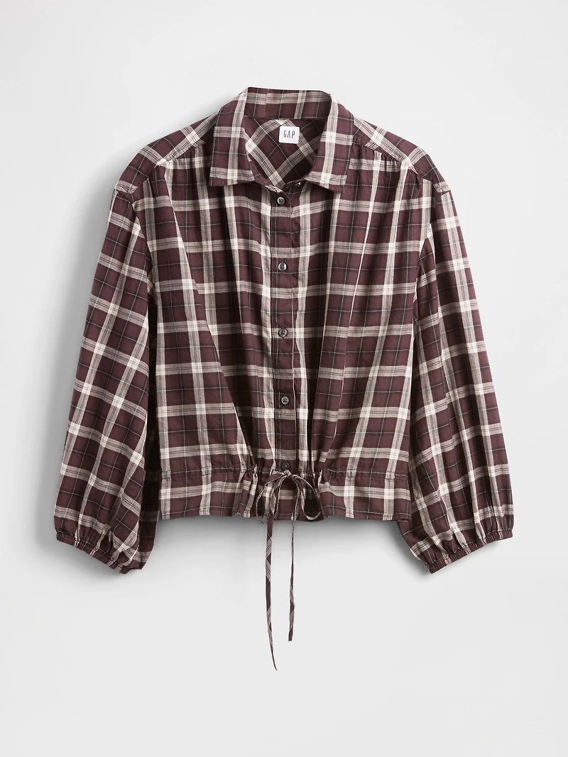 Plaid Tie-Waist Top
