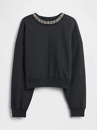 VintageSoft Jewel-Neck Crop Sweatshirt