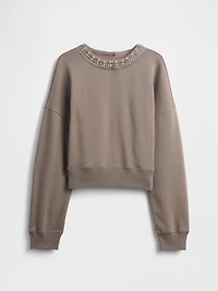VintageSoft Jewel-Neck Crop Sweatshirt