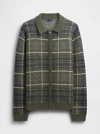 Brushed Plaid Zip Sweater