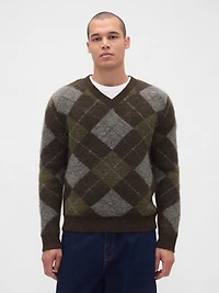 Brushed Argyle Sweater