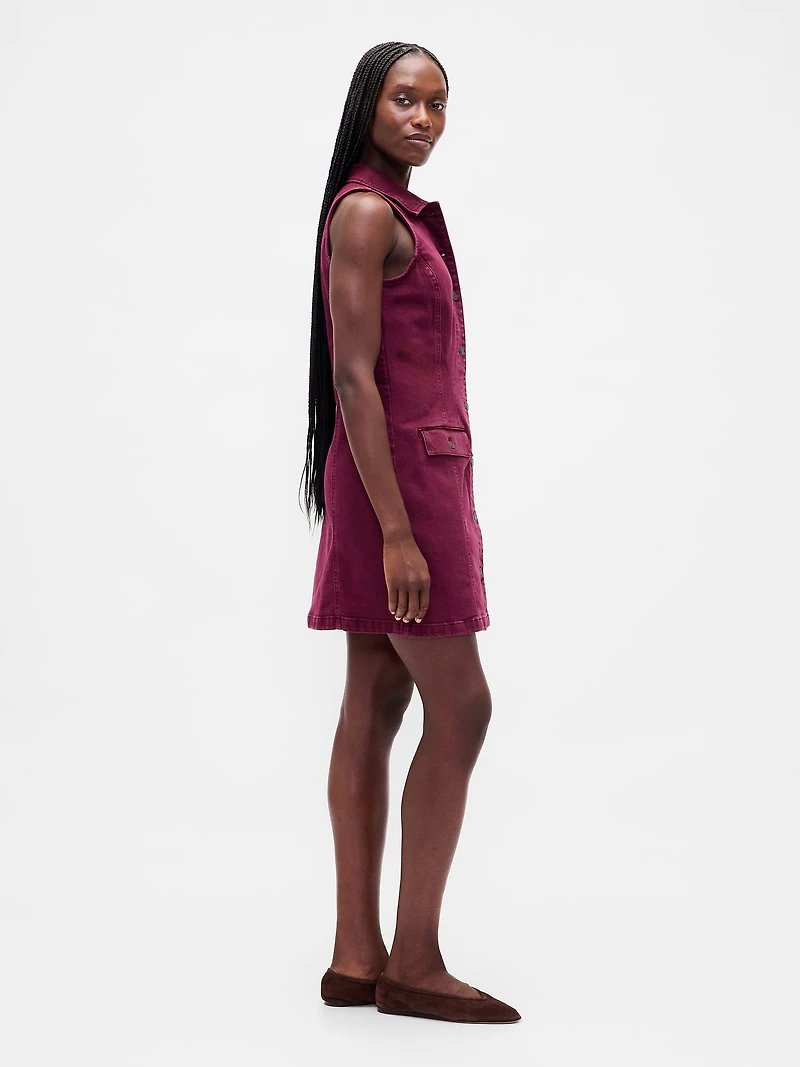 Denim Collared Shift Mini Dress