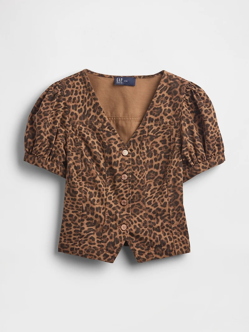 Puff-Sleeve Seamed Top