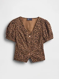 Puff-Sleeve Seamed Top