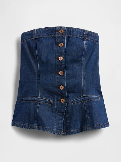 Denim Strapless Crop Vest