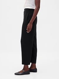 High Rise Twill Straight Ankle Pants