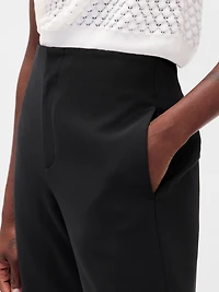 High Rise Twill Straight Ankle Pants