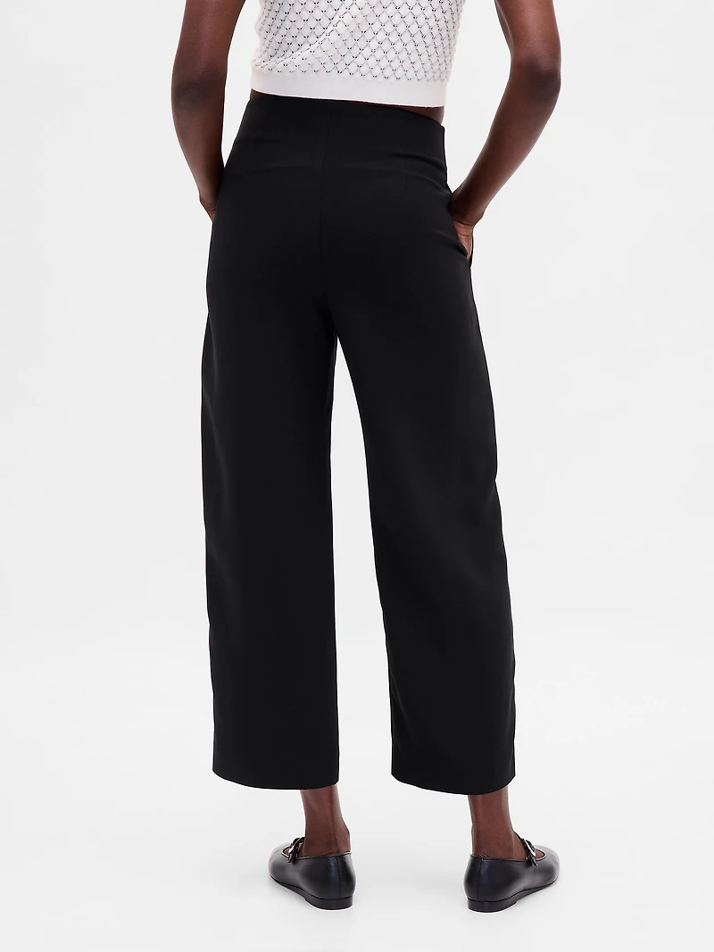 High Rise Twill Straight Ankle Pants