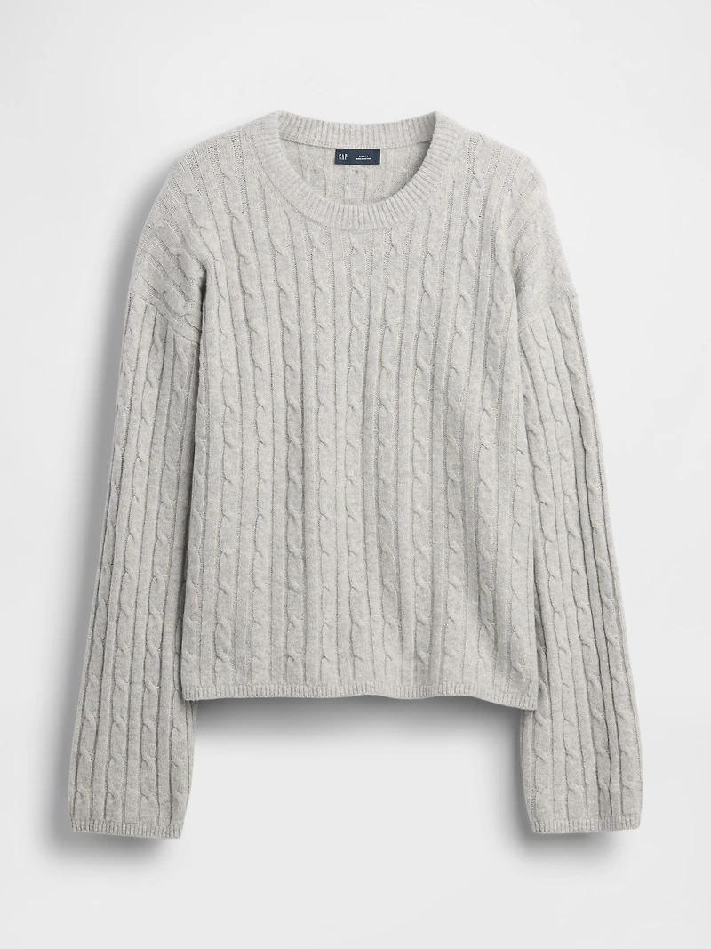 CashSoft Cable-Knit Crewneck Sweater