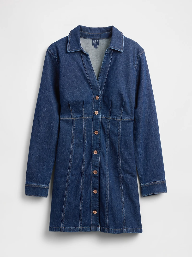 Denim Pleated Mini Dress