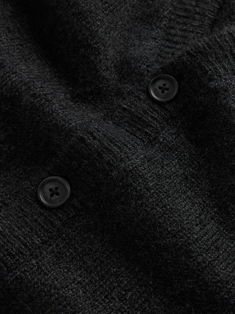 Fuzzy Relaxed Crop Cardigan Sweater