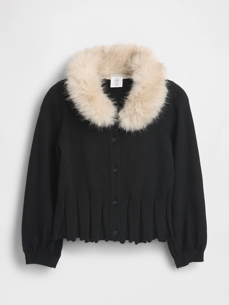 Baby & Toddler Faux Fur Collar Cardigan
