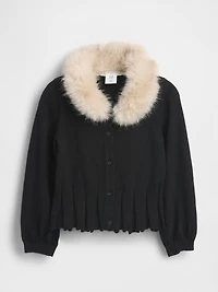 Baby & Toddler Faux Fur Collar Cardigan