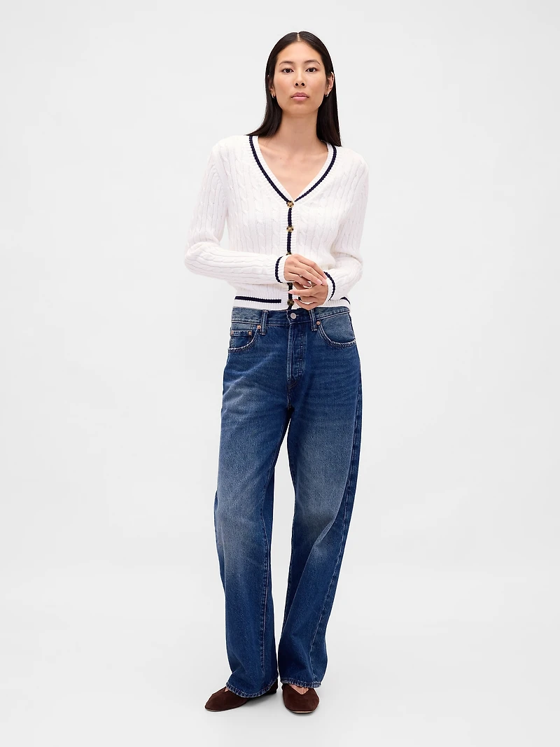 100% Cotton Cable-Knit Cardigan