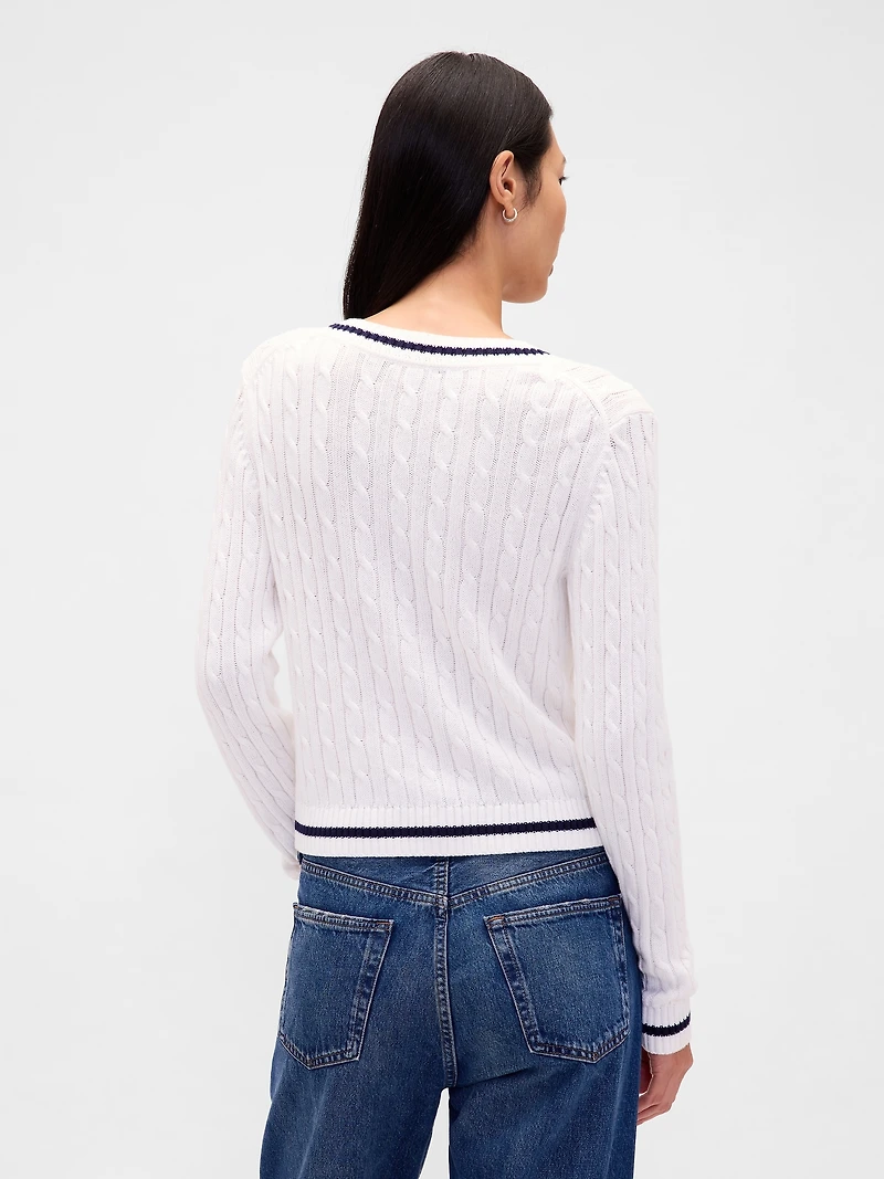100% Cotton Cable-Knit Cardigan