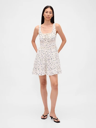 Lace-Trim Tiered Mini Dress