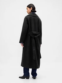 Wool-Blend Wrap Coat