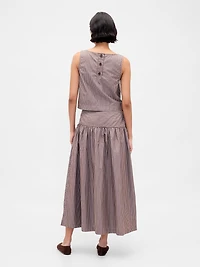 Poplin Drop-Waist Maxi Skirt