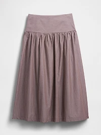 Poplin Drop-Waist Maxi Skirt