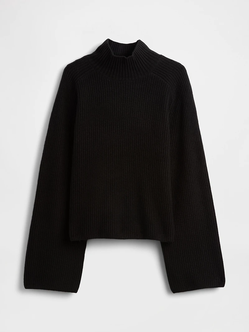 CashSoft Shaker-Stitch Turtleneck Sweater