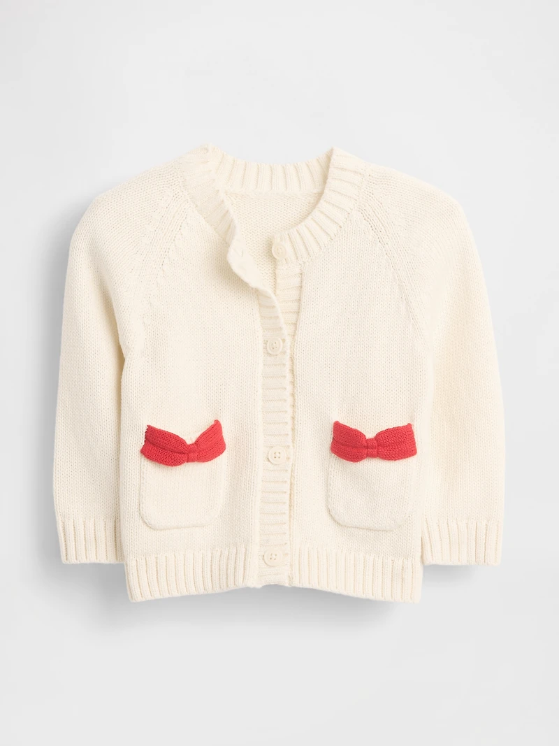 Baby Bow Pocket Cardigan Sweater