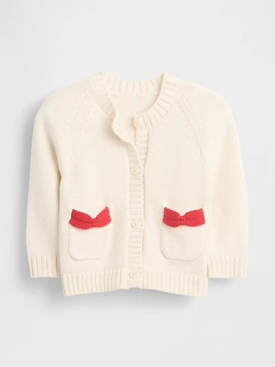 Baby Bow Pocket Cardigan Sweater
