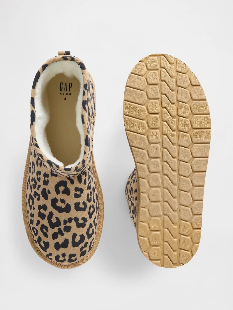 Kids Vegan Suede Sherpa-Lined Boots