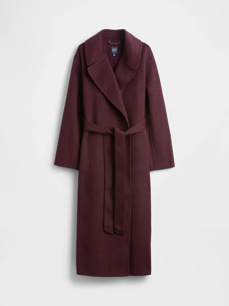Wool-Blend Wrap Coat