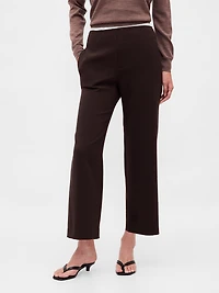 High Rise Twill Straight Ankle Pants