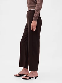 High Rise Twill Straight Ankle Pants