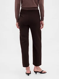 High Rise Twill Straight Ankle Pants