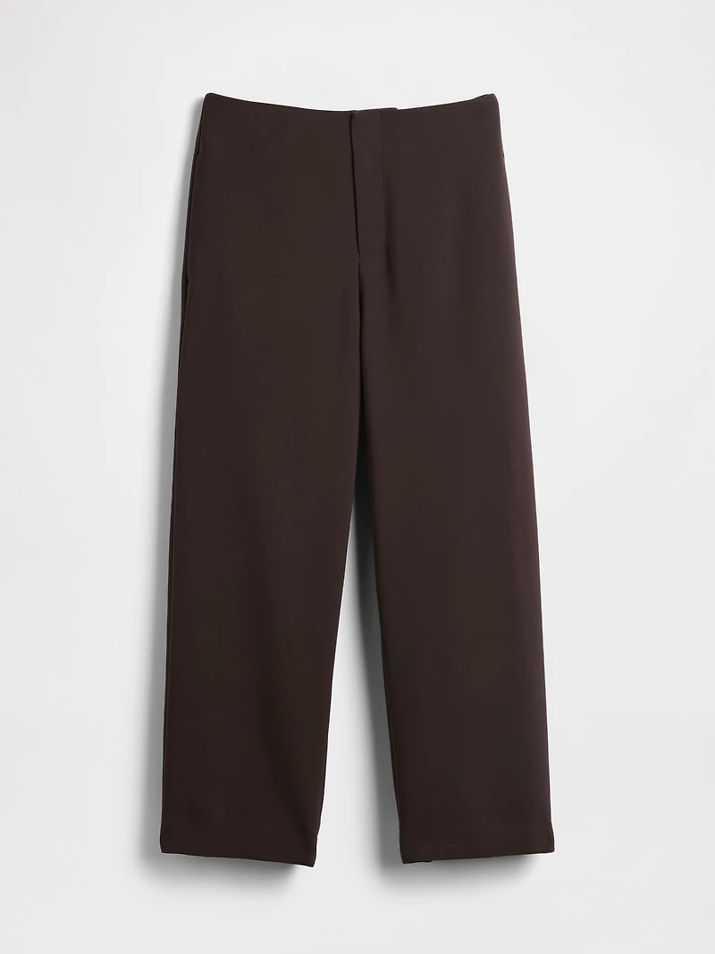 High Rise Twill Straight Ankle Pants