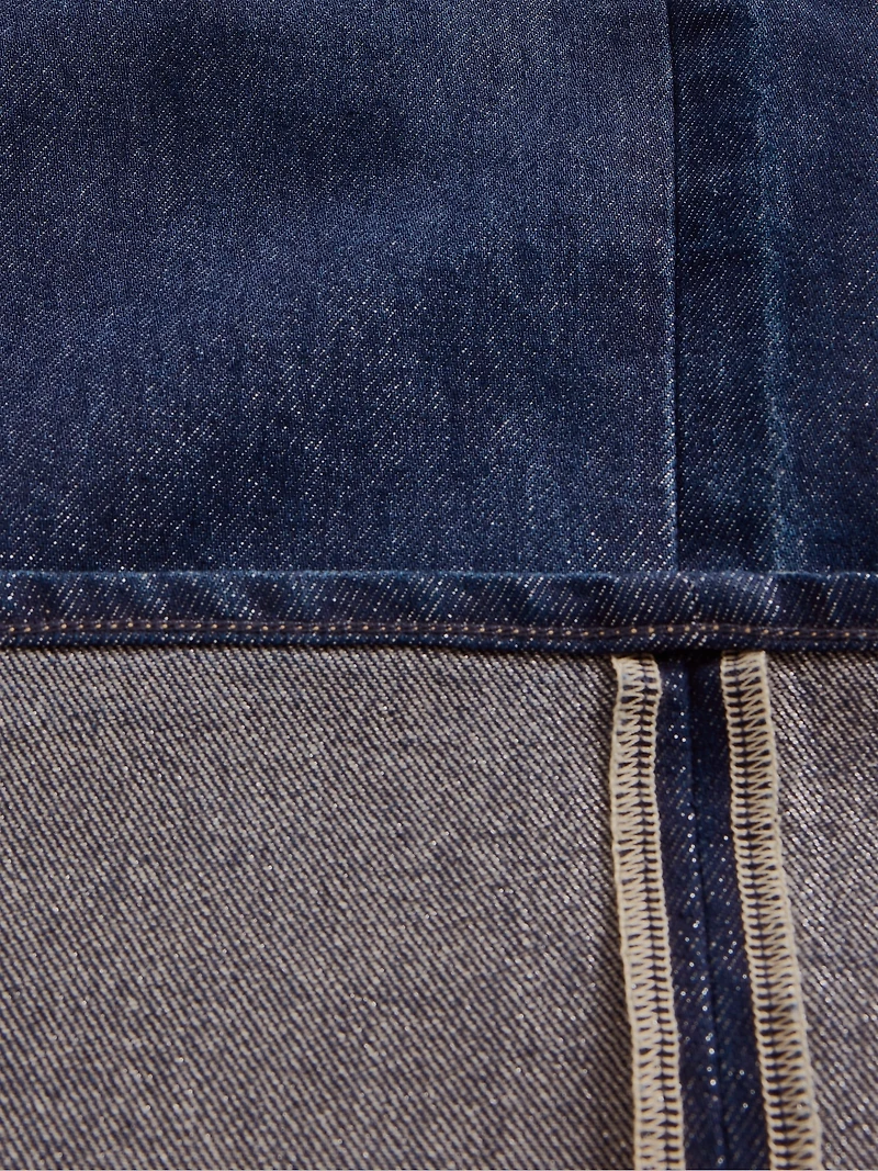 Mid Rise Metallic Cuffed Baggy Jeans