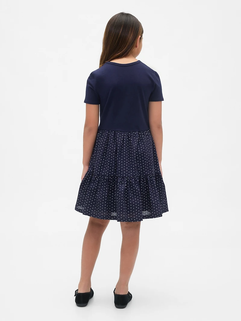 Kids Mixed Media Flounce Dress