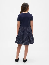 Kids Mixed Media Flounce Dress