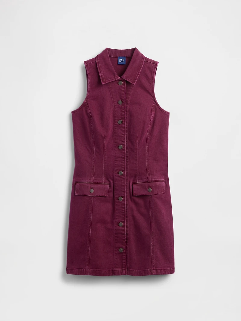 Denim Collared Shift Mini Dress